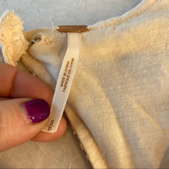 Free People Cream / Off White Lace Open Back Boho Chic mini Dress Size Small - Picture 11 of 12